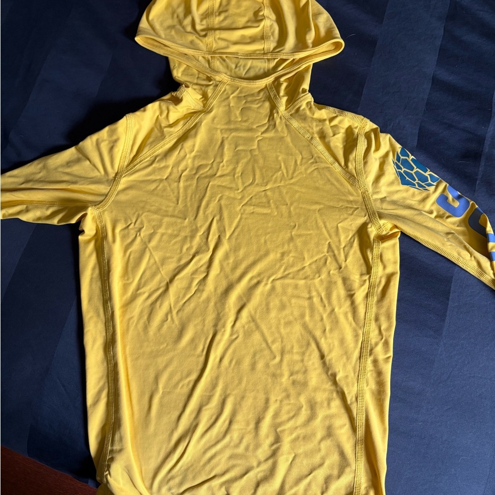 Yellow Hooded Long Sleeve Shirt